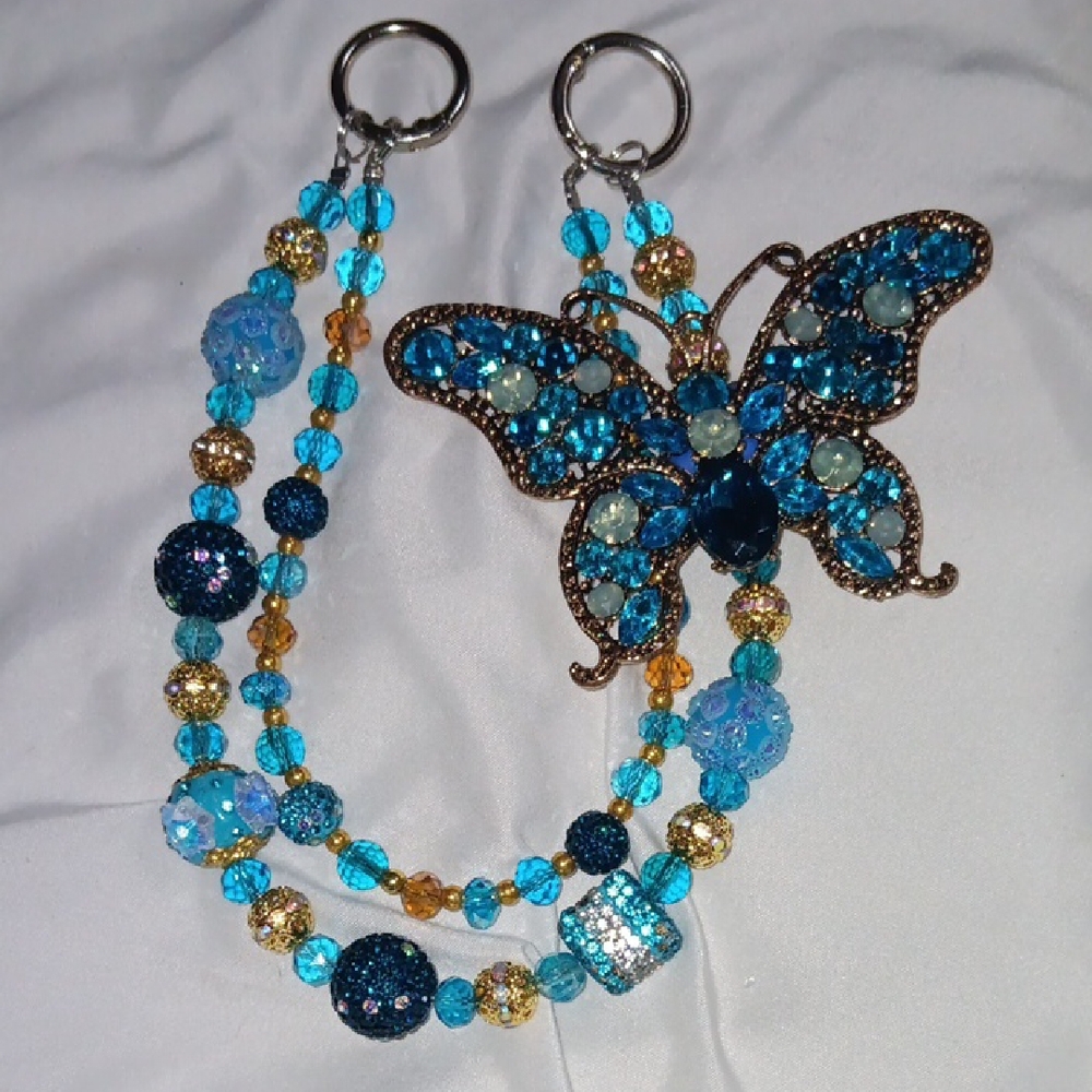 Elegant Blue and Gold Butterfly Necklace